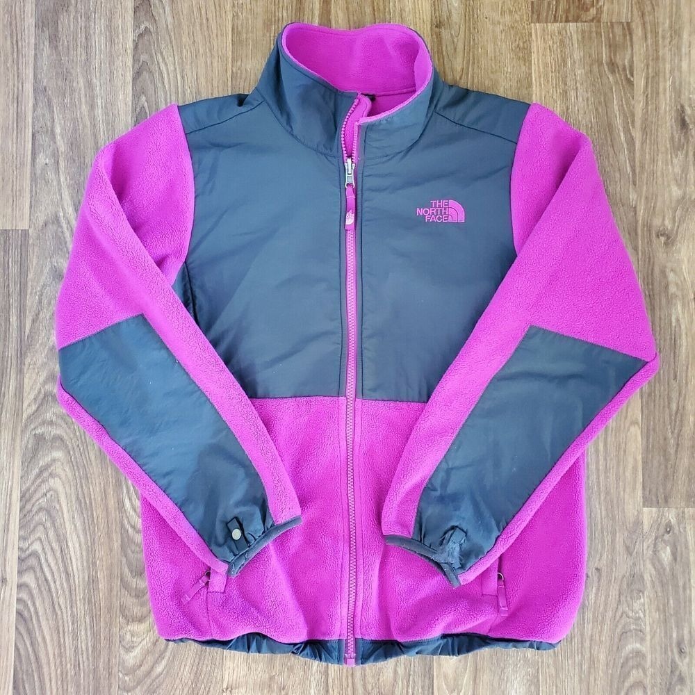 The North Face Jacket Girls XL Pink Grey Full Zip Fleece‎ Hiking